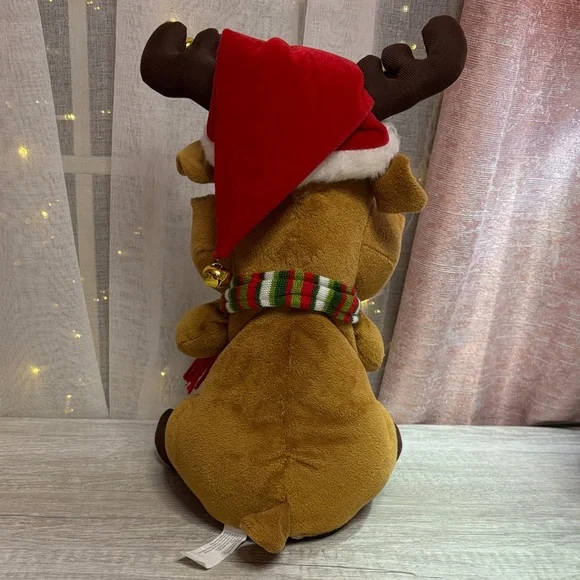 Rare Gemmy Animation Singing Moose with Santa Hat and Scarf - Picture 5 of 8